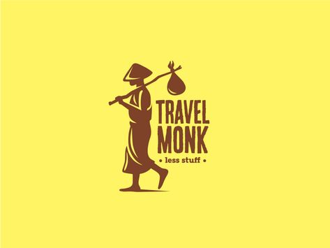 Travel Monk by PrstiPerje on Dribbble Monk Logo, Travel Outfit Summer Asia, Europe Winter Travel, Travel Packing Essentials, Free Printable Flash Cards, Diary Covers, Canada Road Trip, Logo Design Ideas, Europe Winter