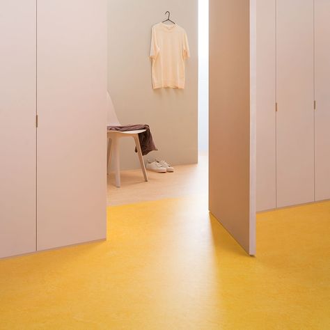 Linoleum Design, Linoleum Sheet Flooring, Marmoleum Floors, Forbo Marmoleum, Linoleum Floors, Yellow Floor, Modular Tile, Linoleum Flooring, Luxury Vinyl Flooring