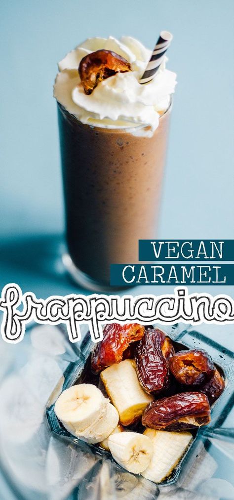 Vegan Frappuccino, Caramel Frappuccino Recipe, Healthy Vegan Dessert, Vegan Drinks Recipes, Healthy Breakfast Idea, Cheesecake Vegan, Caramel Frappuccino, Perfect Healthy Breakfast, Frappuccino Recipe