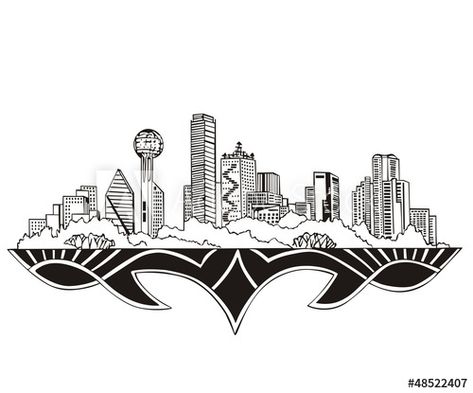 Stock Image: Dallas, TX Skyline Dallas Tx Skyline, Dallas Tattoo, Skyline Tattoo, Skyline Drawing, Snake Drawing, Dallas Skyline, Downtown Dallas, Sweet T, Tattoo Flash Art