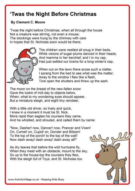 Twas the night before Christmas Twas The Night Before Christmas Poem, Twas The Night Before Christmas Crafts, Christmas Rhymes, Xmas Poems, Poetry Performance, Christmas Poetry, Christmas Carols Lyrics, Funny Christmas Poems, Christmas Carols Songs