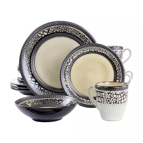 Elama 16-pc. Stoneware Dinnerware Set 975118140M, Color: Brown - JCPenney Colorful Table Setting, Stoneware Dinnerware Sets, Stoneware Dinnerware, Desert Sand, Colorful Table, Dinnerware Set, Dinnerware Sets, Staple Pieces, Rustic Charm