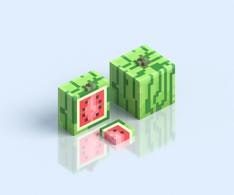 ArtStation - Props04 - Watermelon Cube, Mike Nicholson Minecraft Watermelon, Shaped Watermelon, Voxel Games, Construction Minecraft, Minecraft Statues, Voxel Art, 3d Pixel, Minecraft Pictures, Minecraft Anime