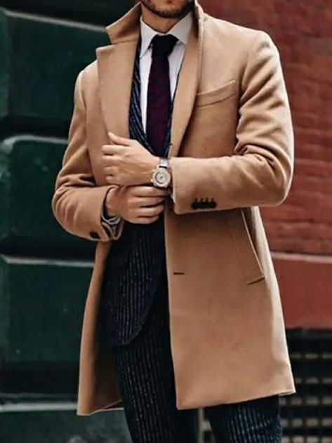 Mens Overcoat, Men's Trench Coat, Men With Street Style, Winter Trench Coat, Trench Coat Men, Mens Winter Coat, Single Breasted Coat, Custom Suit, Outerwear Outfit