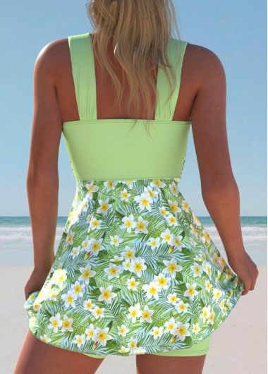 Printed Swimdress, Green Floral Print, Swim Dress, Light Green, Bathing Suits, Floral Print, Floral Prints, Floral, Green