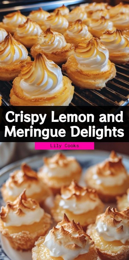 Crispy Lemon and Meringue Delights: A Zesty Dessert Treat! Indulge in the vibrant flavors of our Crispy Lemon and Meringue Delights! This elegant dessert features a refreshing lemon base topped with cloud-like meringue, making it perfect for any celebration. Easy to make and absolutely delicious, these delights are a must-try for dessert lovers! #LemonDelights #MeringueMagic #SweetTreats #BakingInspiration Caramel Rolls, Potato Bar, Lemon Filling, Pastry Shells, Make 10, Elegant Desserts, Lemon Meringue Pie, Flaky Pastry, Meringue Pie