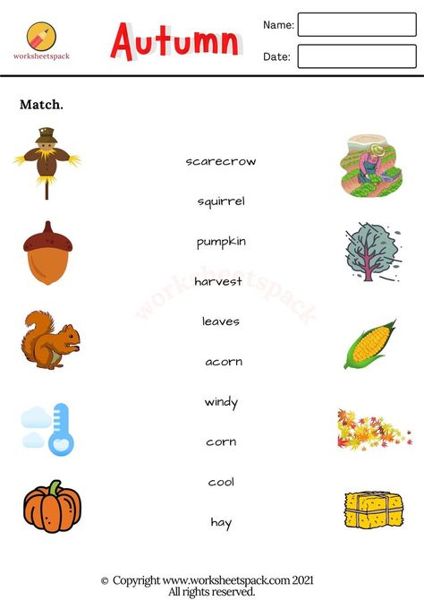 Free Halloween Printables Vintage, Pictures With Words, Kindergarten Vocabulary, Vintage Halloween Printables, Fall Vocabulary, Seasons Worksheets, Fall Worksheets, Halloween Printables Free, Printables For Kids