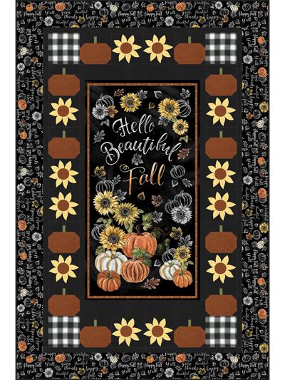 Quilt - Beautiful Fall Quilt Pattern - #Y422626 Puff Quilt Pattern, Fall Quilt Patterns, Fall Quilt, Lap Quilt Patterns, Panel Quilt Patterns, Puff Quilt, Fusible Applique, Timeless Treasures Fabric, Easy Quilt Patterns