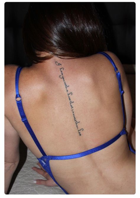 "I love you with a love that is more than love" Spine Tattoo Ideas, Tattoo Thoughts, Girl Back Tattoos, Remembrance Tattoos, Ribbon Tattoos, Spine Tattoos For Women, Red Ink Tattoos, 28th Birthday, Latest Tattoos