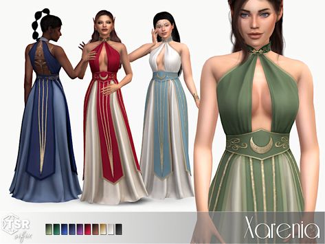 Sims 4 Prom Dress, Sims 4 Prom, Los Sims 4 Mods, Sims Medieval, Elven Dress, Medieval Clothes, Pelo Sims, Sims 4 Dresses, Sims 4 Characters