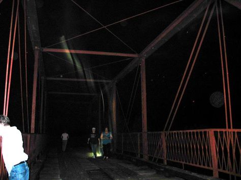 Lights behind the people on the bridge (Old Alton Bridge) They do not have a flash light and it starts on the ground and goes to the top of the bridge. I have been told it may be a portal. What do you think? Flash Light, On The Ground, The Bridge, Portal, You Think, Thinking Of You, The Top, Bridge, Flash