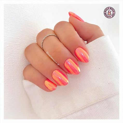 ★ NAILS MUAA ★ | aurora🧡 para @melycamposp ✨ código peach blossom DC055P ✨ . . . . . . #instachile #nails #nail #nailsart #nailschile #nailsdesign… | Instagram Coral Nails Almond Shape, Sherbert Nails, August Birthday Nails, Nails Peach Color, Peach Nails With Designs, Peach Nail Ideas, F1 Nails, Uñas Color Coral, Solid Nails