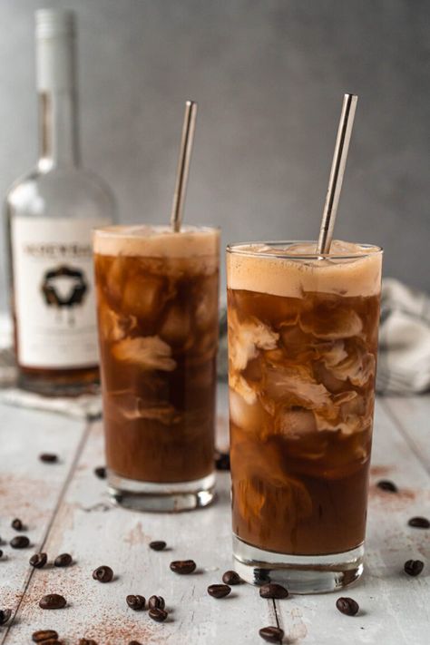 If a Starbucks oatmilk shaken espresso and an espresso martini had a baby, it would be this delightful peanut butter whiskey cocktail. Nutty, bold, and slightly sweet, it makes a perfect after-dinner drink. #chelseadishes #coffeecocktail #dessertcocktail #whiskeycocktail #peanutbutterwhiskey Espresso Dessert, Peanut Butter Whiskey, Shaken Espresso, Boozy Milkshake, Cocktail Recipes Whiskey, Best Iced Coffee, Whiskey Recipes, Whiskey Cocktail, After Dinner Drinks