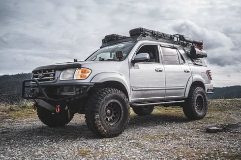 Toyota Sequoia Transformed! A Family's Off-Road Adventure Vehicle 1st Gen Toyota Sequoia Off Road, Toyota Sequoia Off Road, Adventure Vehicle, Road Adventure, Toyota Sequoia, Wet Dreams, Off Road Adventure, Off Road, A Family