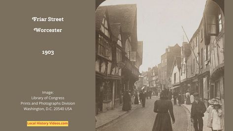 Glimpse the history of Worcester, Worcestershire, England, through old pictures, vintage photos, and archive film. #history #vintagephotography Gloucester Uk, Gloucestershire England, Gloucester England, The Moors England, History Videos, Public Domain Photos, Worcester Cathedral, Ancient Buildings, English History