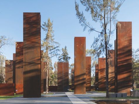 Memorial Park Design, Memorial Architecture, Observation Tower, Concrete Stairs, Vietnam Veterans Memorial, Parking Design, Memorial Park, Corten Steel, Land Art