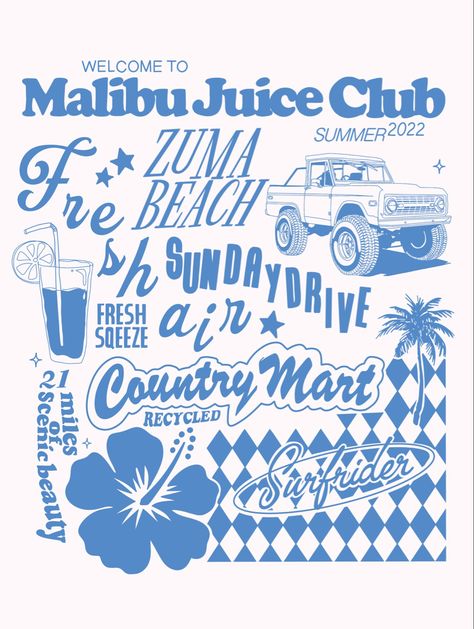 Malibu Juice Club, Club Poster, Shirt Design Inspiration, Too Good To Be True, Types Of Lettering, Mind Body And Soul, 로고 디자인, Body And Soul, Design Reference