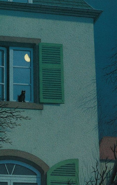 Quint Buchholz, Pretty Paintings, Arte Peculiar, Art Ancien, A Black Cat, Cat Painting, Green Aesthetic, Scenery Wallpaper, Anime Scenery