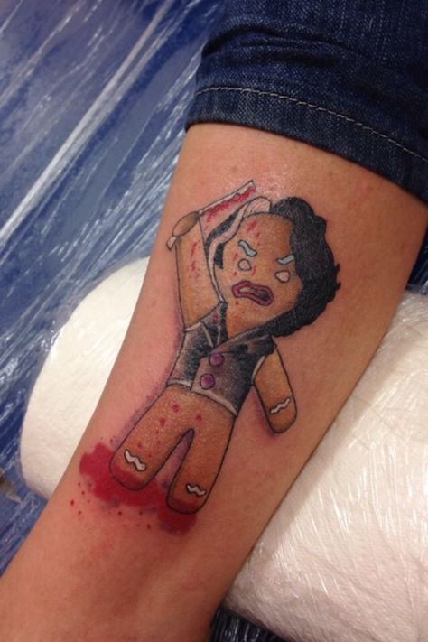 #gingytodd #shrek #sweeneytodd #gingy #gingerbreadman #tattoo Sweeney Todd, Shrek, Gingerbread Man, I Tattoo, Tattoos