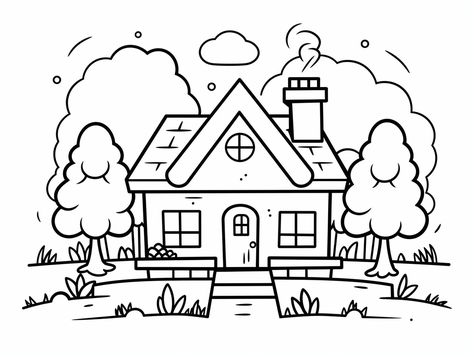 illustration of Enjoyable backyard coloring for children Tree House Coloring Pages, House Colouring Pages Free Printable, Treehouse Coloring Page, Garden Coloring Pages Free Printable, Human Skull Anatomy, Gardening Coloring Pages For Kids, Cozy Hammock, Skull Anatomy, Family Coloring Pages