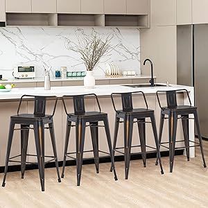 Counter Height Stools With Backs, White Wood Bar Stools, Modern Farmhouse Furniture, Counter Stools With Backs, Metal Counter Stools, Backless Stools, Bar Stools With Backs, Metal Stool, Back Bar