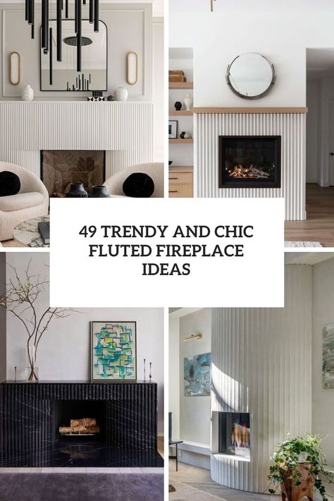 trendy and chic fluted fireplace ideas cover Fluted Marble Fireplace Surround, Fluted Marble Fireplace, Bar Next To Fireplace, Fluted Tile Fireplace, Fluted Fireplace Surround, Fluted Fireplace, Stone Tile Fireplace, Minimalist Fireplace, Marble Fireplace Surround