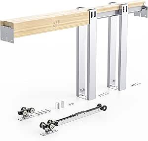 EaseLife 28x80in Pocket Door Frame Kit with Two-Way Soft Close Mechanism for 2X4 Studs Wall,Sliding Hardware for 24"-28" Wide Door,Aluminum,Slide Smoothly Quietly,Easy Install,No Door (28in x 80in) Wood Door Interior, Interior Doors Diy, Barn Wood Door, Diy Interior Doors, Pocket Door Frame, Doors Diy, Pocket Door Hardware, Door Interior, Storage Closet