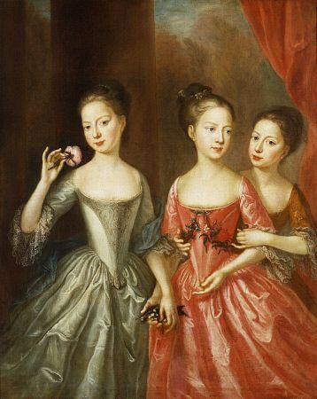 1720s Fashion 1720s Fashion, 1700s Clothing, King George Ii, European Costumes, 18th Century Portraits, George Iv, 18th Century Paintings, Three Girls, 18th Century Fashion