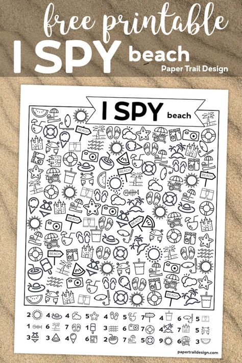 I Spy Free Printable, Beach Printables, Beach Activity, Summer Boredom, Beach Week, Road Trip Activities, I Spy Games, Trail Design, Screen Free Activities