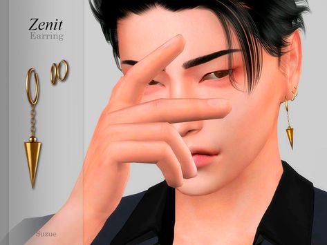 The Sims Resource - Zenit Earring S4cc Jewelry, Toddler Earrings, 4 Piercings, Sims 4 Jewelry, Sims 4 Accessories Cc, Sims 4 Piercings, Mod Earrings, Male Accessories, Sims 4 Black Hair