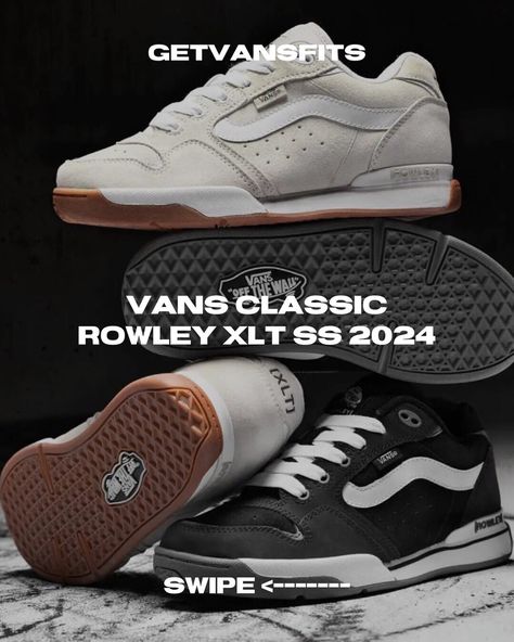 . #GetVansFits #Yourvansaredope 🗞 NEWS VANS CLASSIC ROWLEY XLT First released in the 2000s during the turn of the millennium, the Rowley XLT is one of Vans' signature shoes for professional skater Geoff Rowley. The silhouette is characterized by a wider silhouette, a thicker, more fluffy tongue, a compact toe cap and a look that matches the look of a millennial bread shoe. This season's classic side line, Rowley XLT, comes in a classic and versatile black and white and beige color sch... Beige Color Scheme, White And Beige, The 2000s, Vans Classic, Side Stripe, Classic White, Beige Color, White Leather, Bread