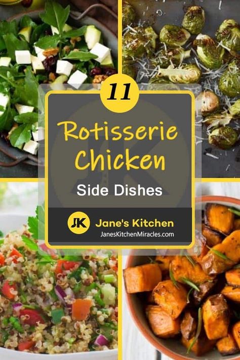 rotisserie chicen sides pin Sides For Rotisserie Chicken, Rotisserie Chicken Sides, Chicken Side Dishes, Chicken Sides, Sprouting Sweet Potatoes, Sides For Chicken, Side Dishes For Chicken, Cheesy Chicken Broccoli, Broiled Chicken