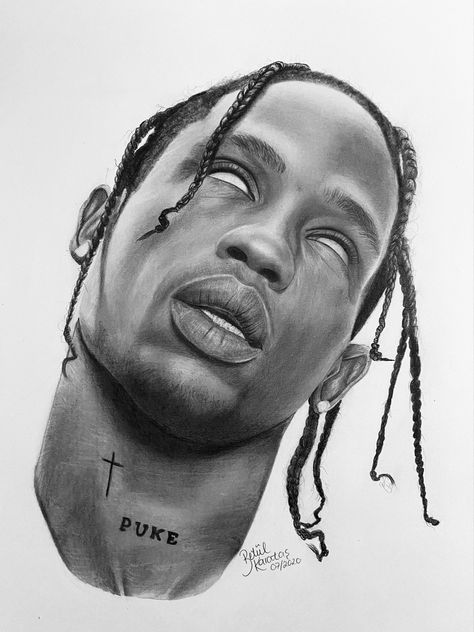 Travis Scott Drawing, Travis Scott Art, Portrait Realistic, Badass Drawings, Rapper Art, Indie Drawings, Drawing People Faces, Portraiture Drawing, Graffiti Style Art