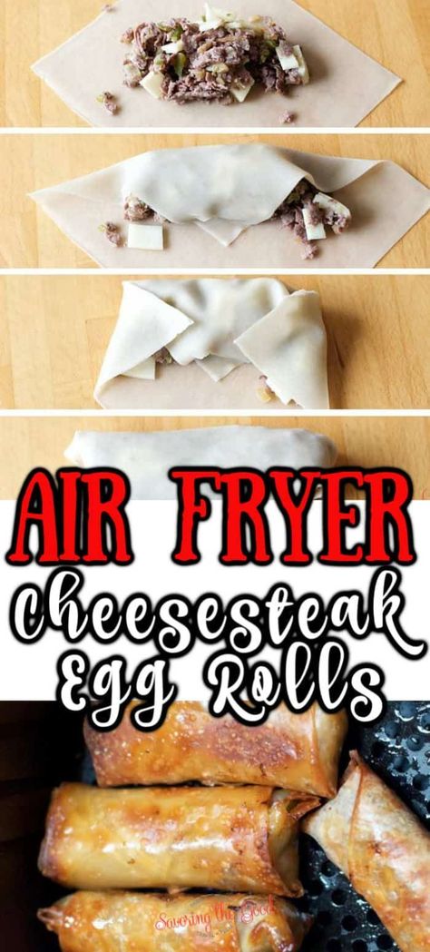 Philly Cheesesteak Egg Rolls, Egg Roll Wrapper, Wonton Wrapper Recipes, Cheesesteak Recipe, Turkey Breast Recipe, Air Fryer Oven Recipes, Egg Roll Recipes, Philly Cheesesteak, Air Fryer Dinner Recipes