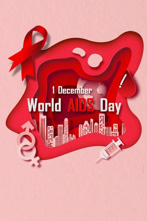 Red ribbon and symbol the cause of the disease, the name of event in abstract shape on world map and red background. Campaign poster of World AIDS Day in layer paper cut style and vector design. Aids Poster Design Art, Aids Poster, World Aids Day, Aids Day, Campaign Posters, Abstract Shape, Awareness Campaign, Vector Portrait, Social Activities