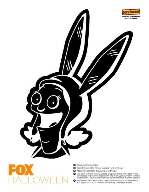 Bob's Burgers -- Louise Pumpkin Carving Stencil Bobs Burgers Pumpkin, Bobs Burgers Louise, Pumpkin Carving Template, Pumpkin Carving Stencil, Louise Belcher, Bobs Burger, Cute Pumpkin Carving, Makeup Stencils, Pumpkin Stencils