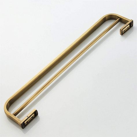 Flybath Towel Rail Bar Double Layer Brass Antique Holder Wall Mounted, Brushed Bronze : Amazon.co.uk: DIY & Tools Black Towel Hooks, Brass Towel Bar, Double Towel Rail, Bar Rack, Black Towels, Brass Antique, Bathroom Accessory Set, Brushed Bronze, Toilet Roll Holder