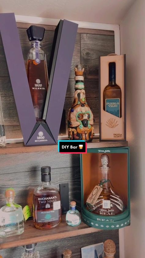 Home Tequila Bar Ideas, Tequila Display Ideas For Home, Tequila Bar Ideas For Home, Home Bar Diy, Tequila Bar, Tequila Bottle, Bar Diy, Diy Home Bar, Bar Shelf