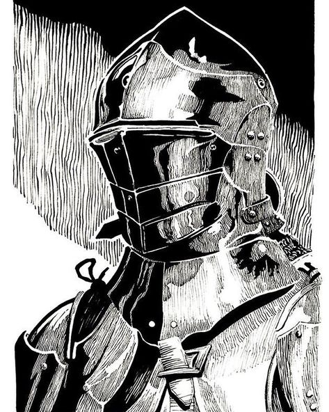 Matthew Soffe on Instagram: “Well I really enjoyed drawing this. Must do another 😊 #knight #armour #middleages #medieval #ink #penandink #inking #inkonpaper…” Knight Sketch Medieval, How To Draw Knight Armor, Fantasy Pen Drawing, Knight Ink Drawing, Knight Art Reference, Knight Poses Drawing Reference, Armour Drawing Reference, Medieval Drawings Sketch, White Knight Art