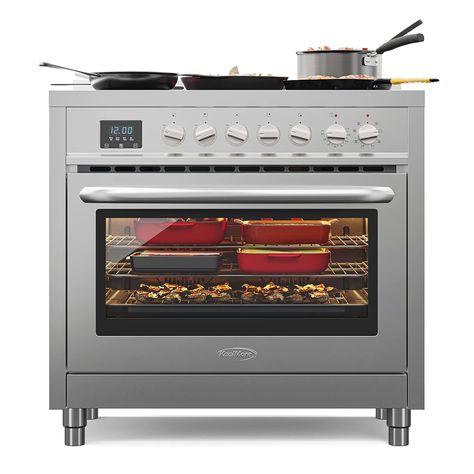 KoolMore 36 Inch All-Electric Range Oven with Ceramic Cooktop Burners, Stainless Steel Kitchen Stove with Large Capacity Convection Cooking Cook Top Stove, Convection Range, Ceramic Cooktop, Range Oven, Convection Cooking, Stainless Steel Range, Dual Fuel Ranges, Stainless Steel Oven, Single Oven