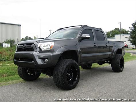 2014 Toyota Tacoma V6 Lifted 4X4 Double Cab Crew Cab Low Mileage $29,995 - Visit www.davisautosales.com or www.davis4x4.com for more information! Custom Tacoma, 2014 Tacoma, Charcoal Exterior, Toyota Tacoma Lifted, Lifted Vehicles, Toyota Pickup 4x4, 2014 Toyota Tacoma, Toyota Tacoma 4x4, Tacoma 4x4