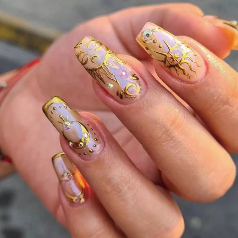 Gold French Tip, Ballerina Acrylic Nails, Sun Nails, Colored Nail Tips, Ballet Nails, Long Press On Nails, Nail Type, Coffin Press On Nails, Nail Patterns