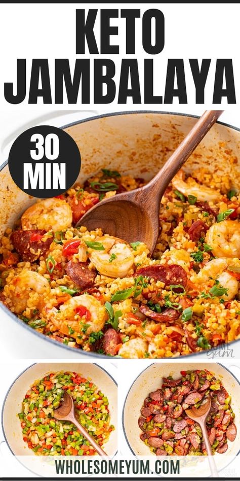 Keto Dinner Recipes Zero Carbs, Low Carb Meals Easy Dinners Shrimp, Keto Soul Food, Easy Keto Meal Ideas, Shrimp Keto Recipes Dinners, Low Carb Sunday Dinner Ideas, Low Carb Jambalaya Recipe, Low Carb Jambalaya, Keto Jambalaya