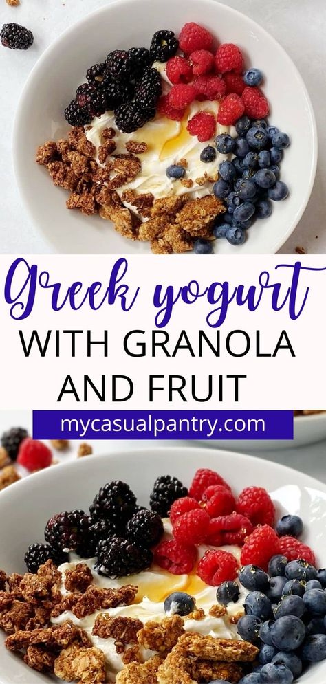 Assemble these Greek Yogurt Bowls with Granola and Fruit in just 5 minutes. Easily customizable and a nutritious way to start the day. Yogurt Granola Bowl Breakfast, Cinnamon Chip Muffins, Yogurt Bowl Recipe, Yogurt With Granola, Yogurt Breakfast Bowl, Greek Yogurt Breakfast, Yogurt Parfait Recipe, Yogurt Bowls, Greek Yogurt Parfait