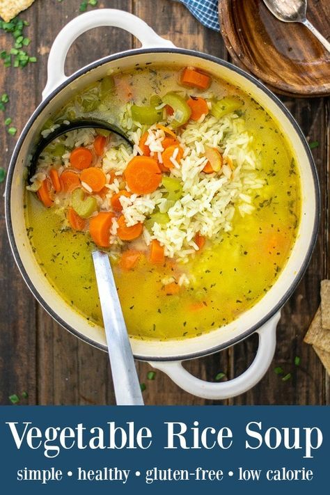 Vegetable Rice Soup, Meatless Soups, Easy Vegetable Soup, Simple Soup, Rice Soup Recipes, Vegetable Rice, Vegetable Soup Recipes, Veggie Soup, Vegetarian Soup