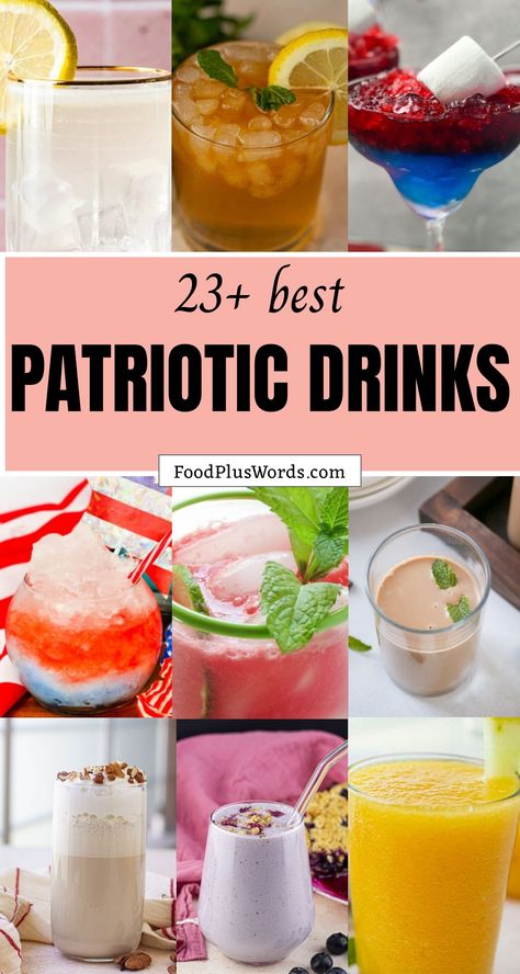 Get ready to celebrate in style with over 23 patriotic drink ideas that are perfect for any 4th of July party! Whether you're looking for non-alcoholic options the kids can enjoy or cocktails to impress your adult guests, this list has got you covered. From easy layered drinks to crowd-pleasing alcohol pitchers, there's something here for every patriotic celebration. Memorial Day Punch Alcohol, Patriotic Alcoholic Beverages, Forth Of July Alcohol Punch, Kid Friendly Patriotic Punch, Fourth Of July Kid Friendly Drinks, Patriotic Drinks, Grapefruit Vodka, Whipped Vodka, Layered Drinks