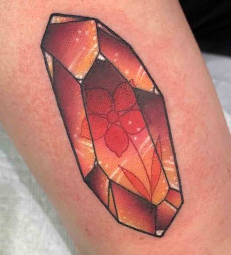 28 of the Finest Crystal Tattoos Geometric Crystal Tattoo, Neotraditional Crystal Tattoo, Gem Chest Tattoo, Realistic Crystal Tattoo, Crystal Tattoo Color, Bahamut Tattoo, Quartz Crystal Tattoo, Small Coloured Tattoos, Gem Stone Tattoo