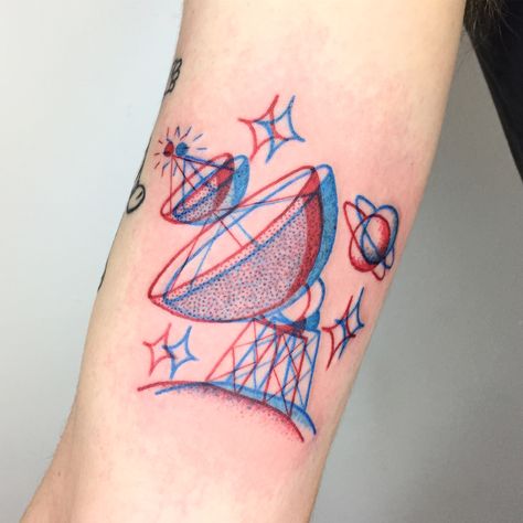 Winston the Whale - 3D satellite tattoo  @winstonthewhale Rocket Ship Tattoo, Rocket Tattoo, Alien Tattoo, Blue Tattoo, Tattoos Geometric, Ship Tattoo, Gaming Tattoo, Tatuaje A Color, 3d Tattoos