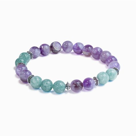 Amethyst & Aquamarine 'Cleansing' Bracelet Mini Bracelet, Stacked Necklaces, Bad Vibes, Classic Bracelets, Amethyst Color, Pretty Bracelets, Amethyst Bracelet, Soothing Colors, Bar Bracelets