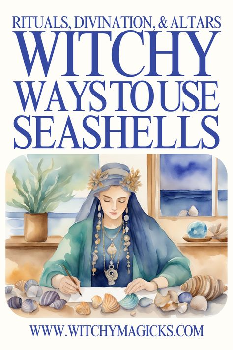 Incorporate seashells into your witchcraft with creative uses for rituals, divination, and altars. Discover how these natural treasures can enhance your spiritual practices, from adding energy to your rituals to serving as tools for insight and decoration.   #SeashellMagic #Witchcraft #Rituals #Divination #Altars #SpiritualPractice #MagickalTools #NatureInspiration #OceanEnergy #CraftingWithNature #Seashell #WitchyWays #Witches #WitchyMagicks Beach Witch Aesthetic, Water Witchcraft, Sea Altar, Shells In Witchcraft, Sea Witchcraft For Beginners, Seashells Witchcraft, Sea Witch Altar, Mermaid Tarot, Water Witch